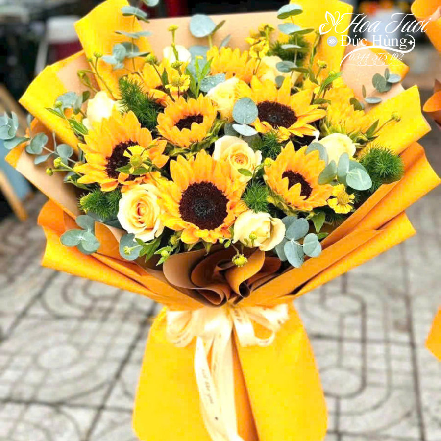 Bó Hướng Dương Mix Hồng Vàng